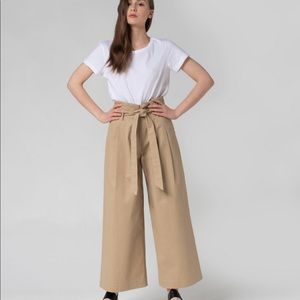 High Rise Wide-leg Khaki pure cotton Pants